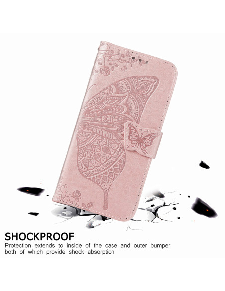 Samsung S22 Plus Plånboksfodral PU-Läder 4-FACK Motiv Fjäril