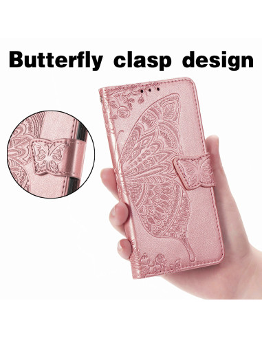 Samsung S22 Plus Plånboksfodral PU-Läder 4-FACK Motiv Fjäril