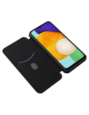 Flipfodral för Samsung A13 5G och A04s, öppet med telefon insatt, visande skärm och inre fack