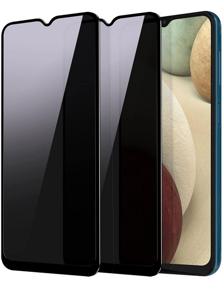 Privacy härdat glas för Samsung A13 5G och A04s, monterat på telefon med skärmskyddets reflektioner