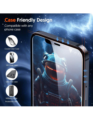 Härdat glas för Motorola Moto G31 / G41, visat med astronautmotiv och detaljerad vy av skärmskyddet