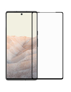 Framifrån vy av Google Pixel 6 Pro med härdat glas som täcker hela skärmen