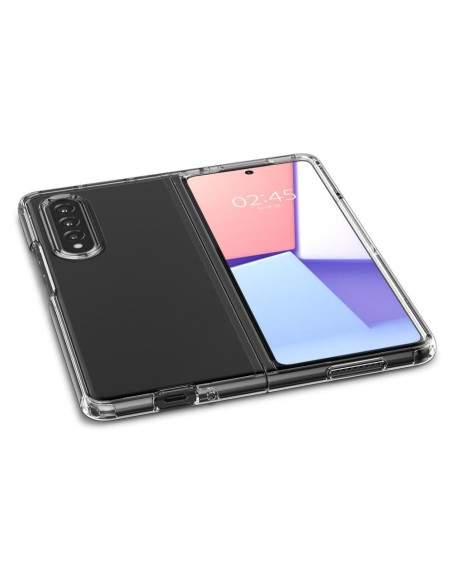 Transparent TPU-skal för Samsung Z Fold 3, öppet med skärmen synlig och baksidan täckt