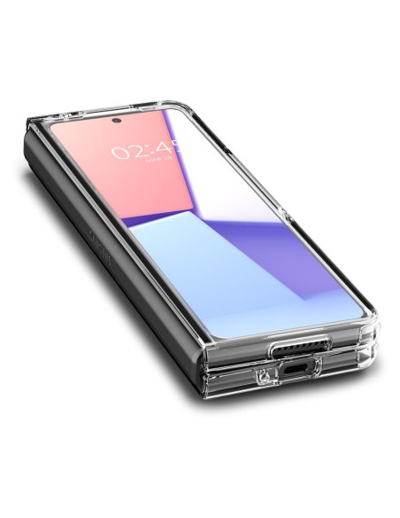 Transparent TPU-skal för Samsung Z Fold 3, sett snett framifrån med öppet fodral
