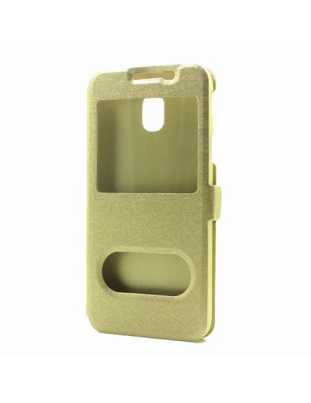 Guld flipfodral för Samsung J5 2017 med dubbla fönster och stativfunktion
