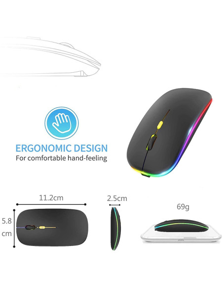 Laddningsbar Trådlös Datamus med RGB Belysning