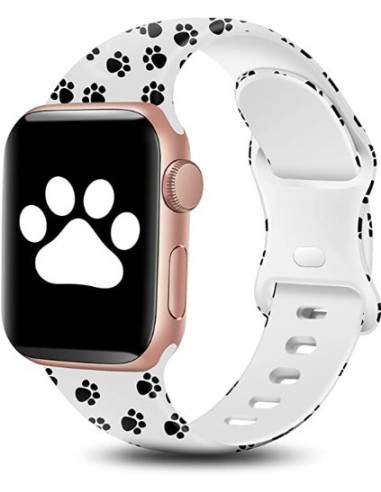 Beige och vit silikonarmband med dalmatinmönster för Apple Watch 30mm/40mm/41mm