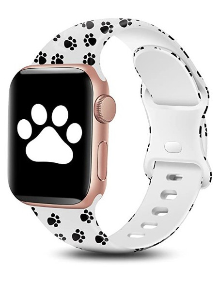 Beige och vit silikonarmband med dalmatinmönster för Apple Watch 30mm/40mm/41mm
