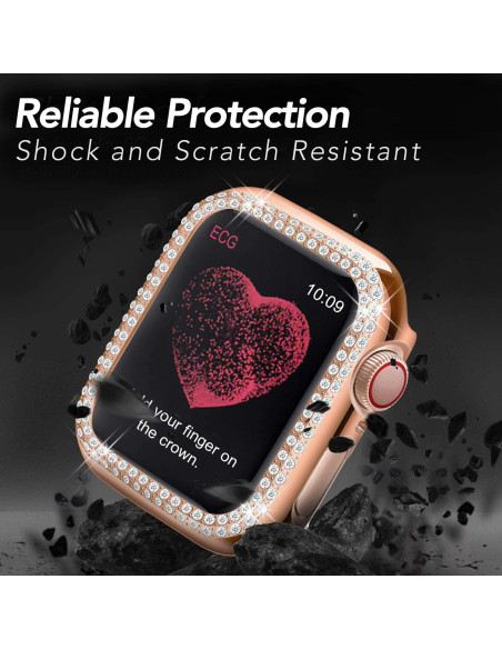 Apple Watch 40mm Series 4,5,6 &amp; SE Stötdämpande Skal Med Strass