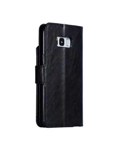 Svart plånboksfodral för Samsung S8 Plus med stängd design och synliga kortfack