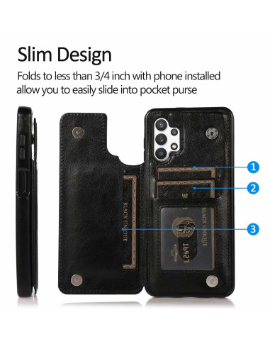 Samsung A33 5G Stöttåligt Skal Korthållare 3-FACK Flippr