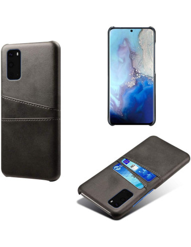 Svart mobilskal för Samsung A33 5G med korthållare, sett framifrån med telefonen monterad