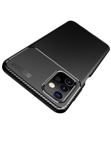 Slimmat fullkolfiberskal för Samsung A53 5G, vy från sidan med fokus på kamerautskärningen
