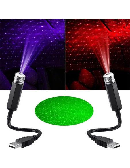 Bärbar USB LED Rymdprojektor som visar röd och blå ljusprojektion