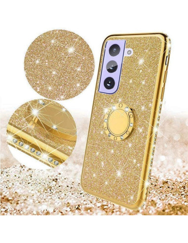 Samsung S21 FE Stötdämpande Skal med Ringhållare Strass