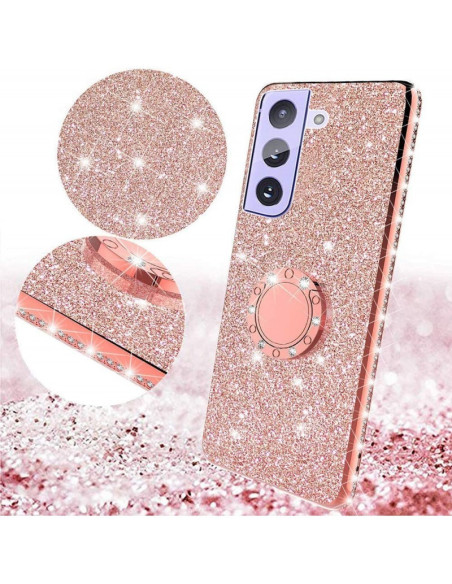 Samsung S21 FE Stötdämpande Skal med Ringhållare Strass