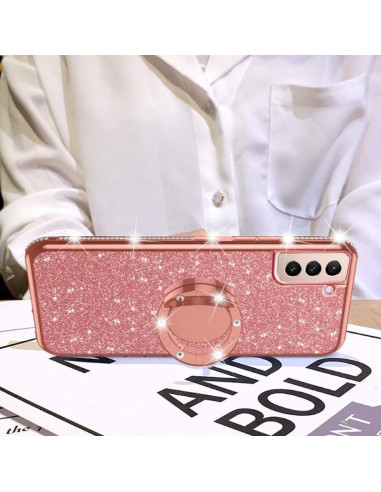 Samsung S21 FE Stötdämpande Skal med Ringhållare Strass