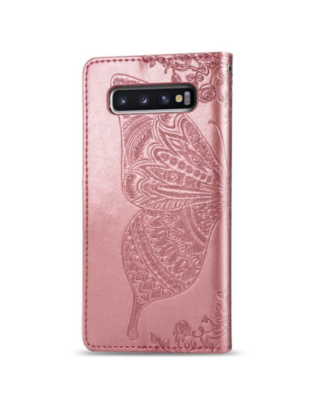 Samsung S10 Plus Plånboksfodral PU-Läder 4-FACK Motiv Fjäril