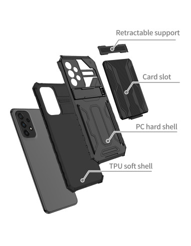 Samsung A13 4G Stöttåligt Skal Kickstand &amp; Kortfack ThinArmor V3