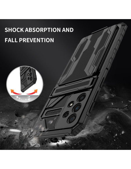 Samsung A72 4G / 5G Stöttåligt Skal Kickstand &amp; Kortfack ThinArmor V3