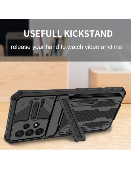Samsung A72 4G / 5G Stöttåligt Skal Kickstand &amp; Kortfack ThinArmor V3
