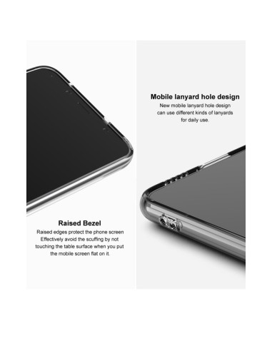Detaljvy av transparent TPU-skal för OnePlus Nord N20 5G som visar lanyard-hål och upphöjda kanter