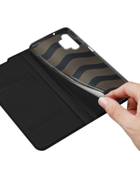 Detaljvy av Samsung A53 5G flipfodral med kortfack, öppet och med mönstrad insida