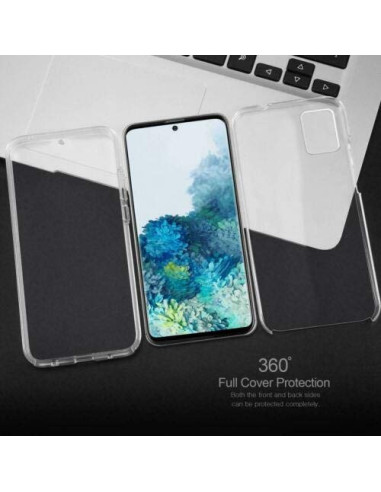Framifrån vy av 360° heltäckande skal för Samsung S20 Plus med telefonen insatt