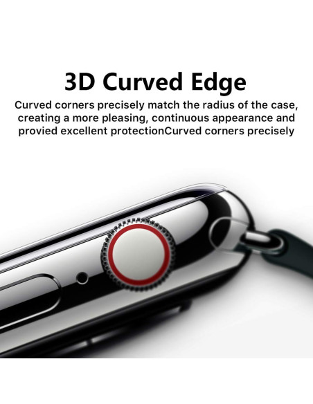 Närbild av 3D-härdat glas för Apple Watch 38mm, visar de rundade hörnen och passformen