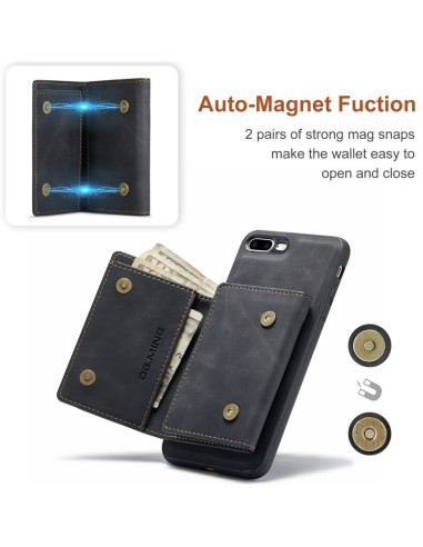 8-FACK iPhone 7 Plus / 8 Plus Stöttåligt Skal med Magnetisk Korthållare DG.MING Detach