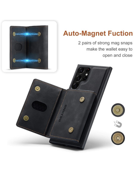 8-FACK Samsung S22 Ultra Stöttåligt Skal med Magnetisk Korthållare DG.MING Detach