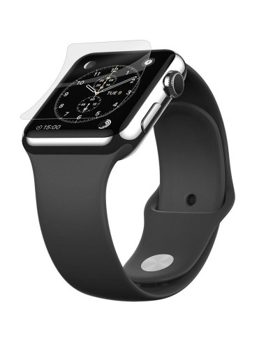 Transparent skärmskydd monterat på Apple Watch Series 6 44mm från sidan