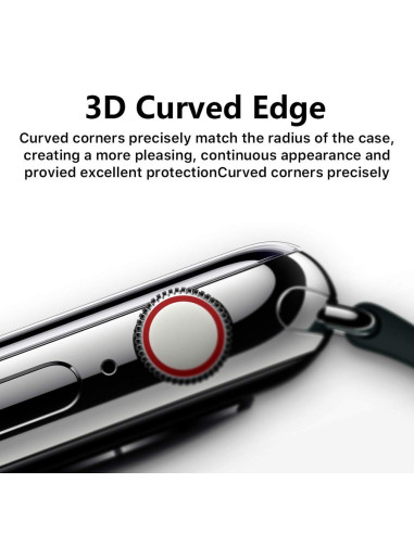 Sidan av Apple Watch 38mm med 3D härdat glas som visar de rundade hörnen