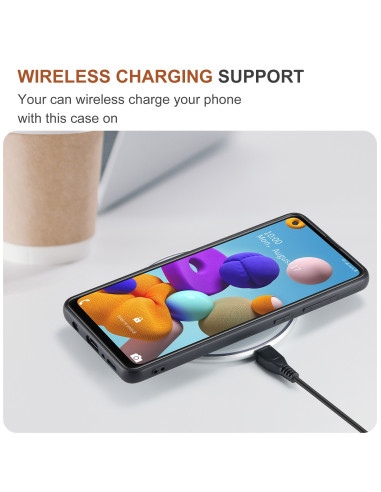 8-FACK Samsung A21s Stöttåligt Skal med Magnetisk Korthållare DG.MING Detach