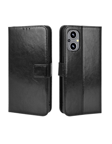 Svart plånboksfodral i konstläder för OnePlus Nord N20 5G, med stängning och fyra fack