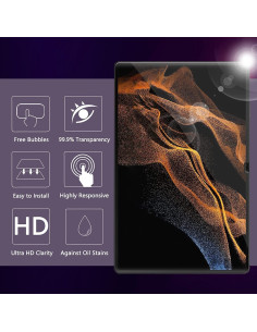 Härdat glas för Samsung Tab S8 Ultra i förpackning, tydlig vy av skärmskyddet 2