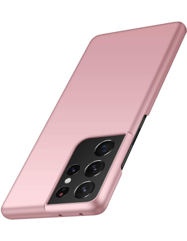 Rosenguld mobilskal för Samsung S21 Ultra, sett från sidan med kamerautskärning