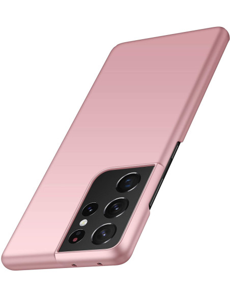 Rosenguld mobilskal för Samsung S21 Ultra, sett från sidan med kamerautskärning