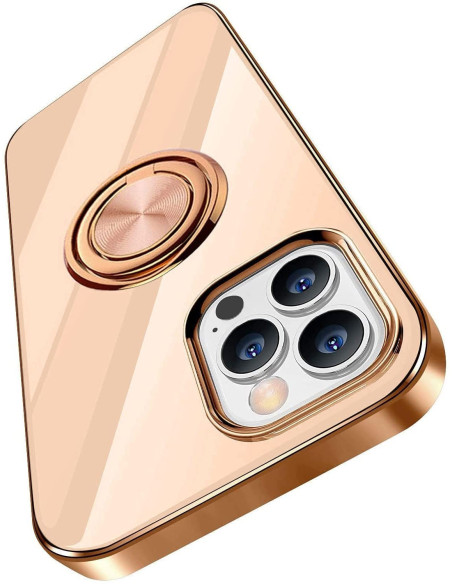 Baksidan av iPhone 13 Pro skalet Flawless med ringhållare i guldton