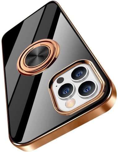 Framsidan av iPhone 13 Pro skalet Flawless med ringhållare i svart och guld