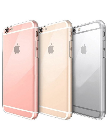 Transparent skal för iPhone 6/6S, sett från sidan med olika färger i bakgrunden