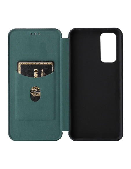 Inuti det gröna flipfodralet för Xiaomi Redmi Note 11 / 11S med kortfack och mjukt foder
