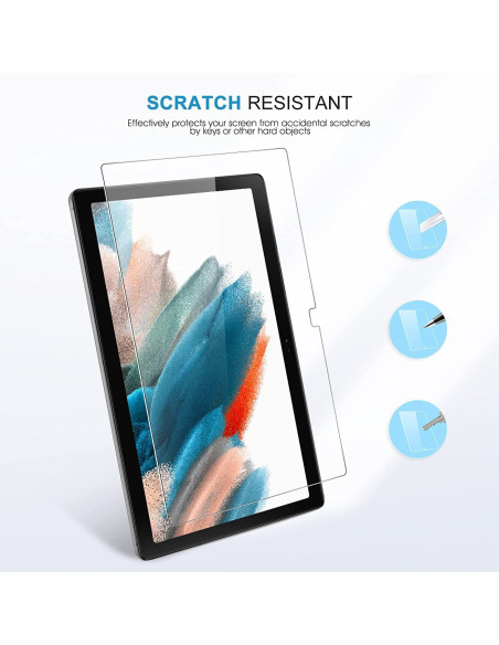Härdat glas för Samsung Tab A8, visat framifrån med tydlig skärm och skydd mot repor