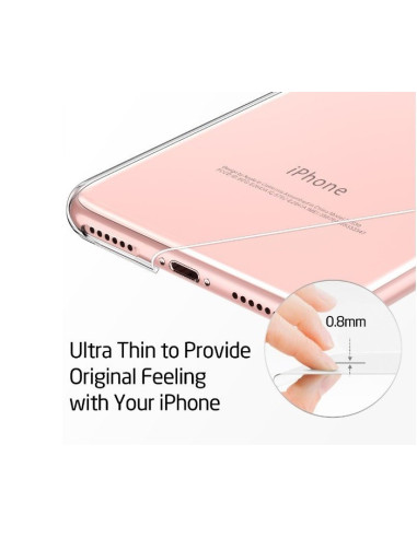 Detaljvy av genomskinligt TPU-skal för iPhone X, visar tunn design och portöppningar