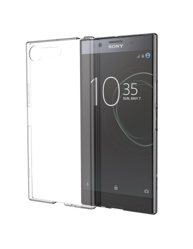 Transparent skal för Xperia XZ1 Compact, visat framifrån med telefonen i skalet