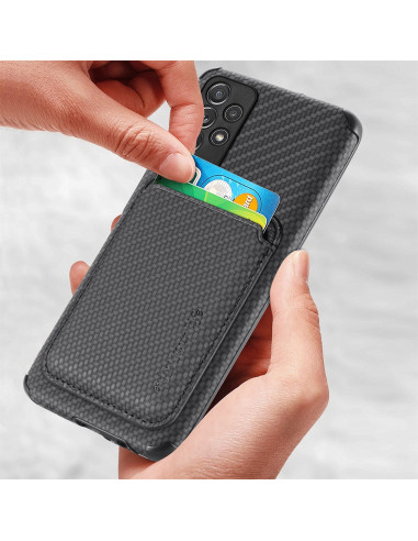 Närbild av Samsung A32 4G skal med kortfack och kort insatt, sett framifrån