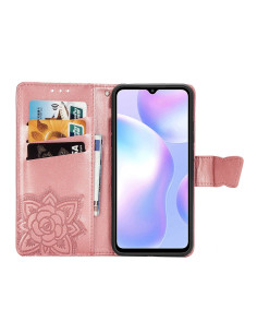 Fjärilsmönstrat plånboksfodral för Xiaomi Redmi 9A med öppet lock och kreditkortsfack 2