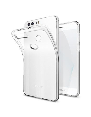 Genomskinligt TPU-skal för Honor 8, sett från baksidan för att visa passform och design