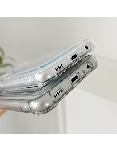 Detaljvy av stöttåligt skal för Samsung A32 5G, sett från sidan med öppningar för portar