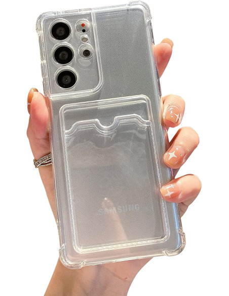 Stöttåligt Skal med Kortfack Förstärkta Hörn Samsung S21 Ultra